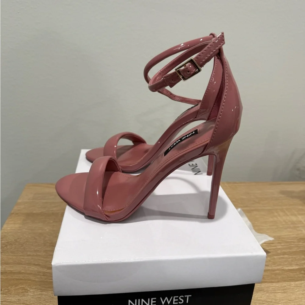 Nine West Pink Patent Ankle-Strap Stiletto Heels - Picture 4 of 8